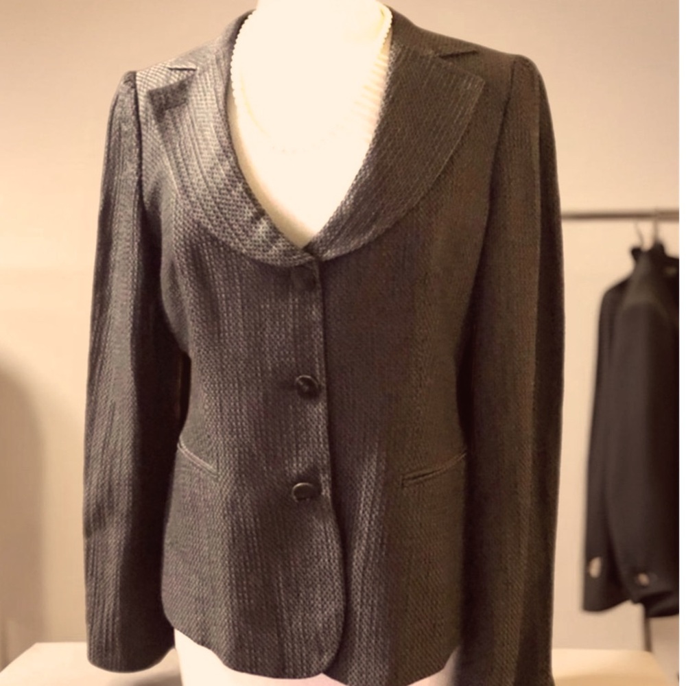 Armani Collezioni Dark Charcoal Textured Blazer